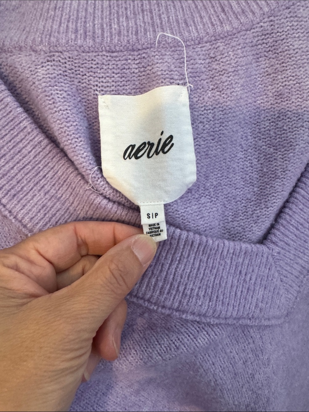 aerie Lilac V-Neck Knit Sweater - Picture 5 of 5